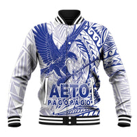 American Samoa Pago Pago Aeto Baseball Jacket Wingstyle Blue-White Color LT03 Unisex White - Polynesian Pride