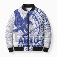 American Samoa Pago Pago Aeto Bomber Puffer Jacket Wingstyle Blue-White Color LT03 White - Polynesian Pride