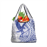 American Samoa Pago Pago Aeto Grocery Bag Wingstyle Blue-White Color LT03 1-pack One Size White - Polynesian Pride