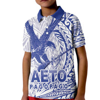 American Samoa Pago Pago Aeto Kid Polo Shirt Wingstyle Blue-White Color LT03 Kid White - Polynesian Pride