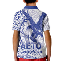 American Samoa Pago Pago Aeto Kid Polo Shirt Wingstyle Blue-White Color LT03 - Polynesian Pride
