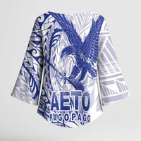 Samoa Pago Pago Aeto Kimono Sleeve Blouse Wingstyle Blue-White Color - Polynesian Pride