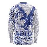 American Samoa Pago Pago Aeto Long Sleeve Shirt Wingstyle Blue-White Color LT03 - Polynesian Pride