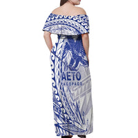 American Samoa Pago Pago Aeto Off Shoulder Maxi Dress Wingstyle Blue-White Color LT03 - Polynesian Pride