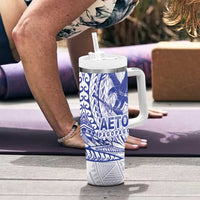 American Samoa Pago Pago Aeto Tumbler With Handle Wingstyle Blue-White Color LT03 - Polynesian Pride