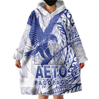 Samoa Pago Pago Aeto Wearable Blanket Hoodie Wingstyle Blue-White Color - Polynesian Pride