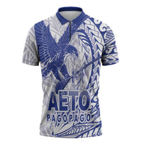 American Samoa Pago Pago Aeto Zipper Polo Shirt Wingstyle Blue-White Color LT03 White - Polynesian Pride