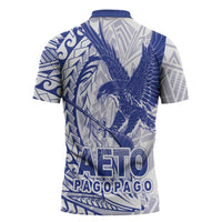 American Samoa Pago Pago Aeto Zipper Polo Shirt Wingstyle Blue-White Color LT03 - Polynesian Pride