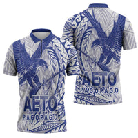 American Samoa Pago Pago Aeto Zipper Polo Shirt Wingstyle Blue-White Color LT03 - Polynesian Pride
