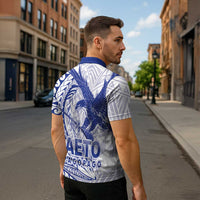 American Samoa Pago Pago Aeto Zipper Polo Shirt Wingstyle Blue-White Color LT03 - Polynesian Pride