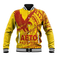 American Samoa Pago Pago Aeto Baseball Jacket Wingstyle Red-Gold Color LT03 Unisex Yellow - Polynesian Pride