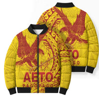 Samoa Pago Pago Aeto Bomber Puffer Jacket Wingstyle Red-Gold Color - Polynesian Pride