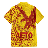 Samoa Pago Pago Aeto Family Matching Mermaid Dress and Hawaiian Shirt Wingstyle Red-Gold Color - Polynesian Pride