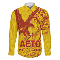 Samoa Pago Pago Aeto Family Matching Mermaid Dress and Hawaiian Shirt Wingstyle Red-Gold Color - Polynesian Pride
