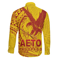 Samoa Pago Pago Aeto Family Matching Puletasi and Hawaiian Shirt Wingstyle Red-Gold Color - Polynesian Pride