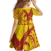 Samoa Pago Pago Aeto Family Matching Short Sleeve Bodycon Dress and Hawaiian Shirt Wingstyle Red-Gold Color - Polynesian Pride