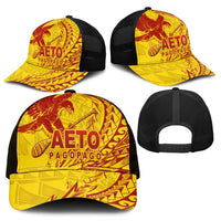 American Samoa Pago Pago Aeto Mesh Trucker Cap Wingstyle Red-Gold Color - Polynesian Pride