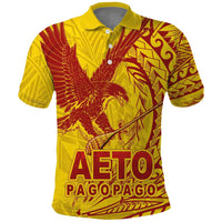 American Samoa Pago Pago Aeto Polo Shirt Wingstyle Red-Gold Color LT03 Yellow - Polynesian Pride