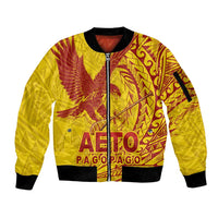 American Samoa Pago Pago Aeto Sleeve Zip Bomber Jacket Wingstyle Red-Gold Color LT03 Unisex Yellow - Polynesian Pride