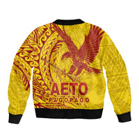 American Samoa Pago Pago Aeto Sleeve Zip Bomber Jacket Wingstyle Red-Gold Color LT03 - Polynesian Pride