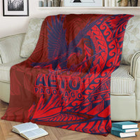 Samoa Pago Pago Aeto Blanket Wingstyle Red-Blue Color - Polynesian Pride