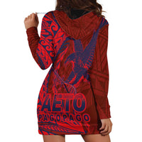 Samoa Pago Pago Aeto Hoodie Dress Wingstyle Red-Blue Color - Polynesian Pride