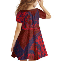 Samoa Pago Pago Aeto Kid Short Sleeve Dress Wingstyle Red-Blue Color - Polynesian Pride