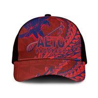 American Samoa Pago Pago Aeto Mesh Trucker Cap Wingstyle Red-Blue Color LT03 One Size Black Red - Polynesian Pride