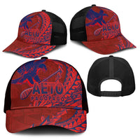 American Samoa Pago Pago Aeto Mesh Trucker Cap Wingstyle Red-Blue Color - Polynesian Pride