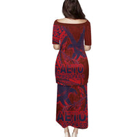 Samoa Pago Pago Aeto Puletasi Wingstyle Red-Blue Color - Polynesian Pride