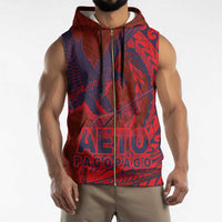 Samoa Pago Pago Aeto Sleeveless Zip Hoodie Wingstyle Red-Blue Color - Polynesian Pride