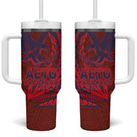 American Samoa Pago Pago Aeto Tumbler With Handle Wingstyle Red-Blue Color LT03 One Size: 40 oz Red - Polynesian Pride