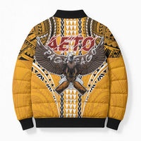 Samoa Pago Pago Aeto Bomber Puffer Jacket Bald Eagle with Polynesian Art Tattoos - Polynesian Pride