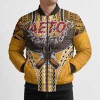 Samoa Pago Pago Aeto Bomber Puffer Jacket Bald Eagle with Polynesian Art Tattoos - Polynesian Pride
