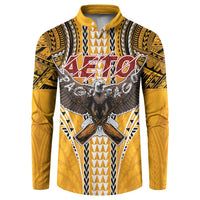 Samoa Pago Pago Aeto Button Sweatshirt Bald Eagle with Polynesian Art Tattoos - Polynesian Pride