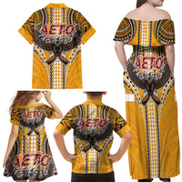 Samoa Pago Pago Aeto Family Matching Off Shoulder Maxi Dress and Hawaiian Shirt Bald Eagle with Polynesian Art Tattoos - Polynesian Pride