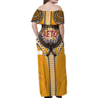 Samoa Pago Pago Aeto Family Matching Off Shoulder Maxi Dress and Hawaiian Shirt Bald Eagle with Polynesian Art Tattoos - Polynesian Pride