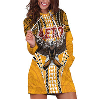 Samoa Pago Pago Aeto Hoodie Dress Bald Eagle with Polynesian Art Tattoos - Polynesian Pride