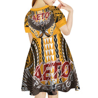 Samoa Pago Pago Aeto Kid Short Sleeve Dress Bald Eagle with Polynesian Art Tattoos - Polynesian Pride