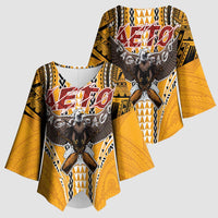Samoa Pago Pago Aeto Kimono Sleeve Blouse Bald Eagle with Polynesian Art Tattoos - Polynesian Pride
