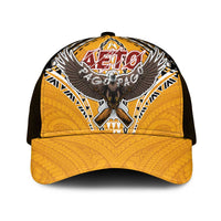 American Samoa Pago Pago Aeto Mesh Trucker Cap Bald Eagle with Polynesian Art Tattoos LT03 One Size Black Yellow - Polynesian Pride