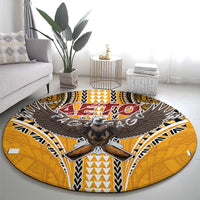Samoa Pago Pago Aeto Round Carpet Bald Eagle with Polynesian Art Tattoos - Polynesian Pride