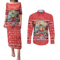 new-zealand-christmas-couples-matching-puletasi-dress-and-long-sleeve-button-shirts-santa-catch-the-wave-maori-pattern-retro-style