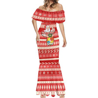 Tonga Christmas Mermaid Dress The Santa Coat of Arms with Ngatu and Snow Pattern LT03 - Polynesian Pride