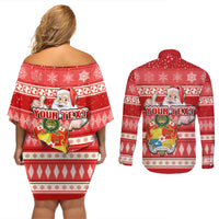 custom-tonga-christmas-couples-matching-off-shoulder-short-dress-and-long-sleeve-button-shirts-the-santa-coat-of-arms-with-ngatu-and-snow-pattern