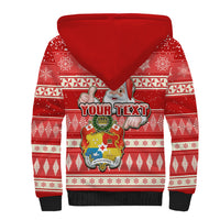 Custom Tonga Christmas Sherpa Hoodie The Santa Coat of Arms with Ngatu and Snow Pattern LT03 - Polynesian Pride