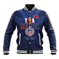 Custom Rugby Toa Samoa Baseball Jacket Champions Six Eight Five LT03 Unisex Blue - Polynesian Pride