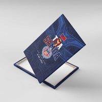 Rugby Toa Samoa Canvas Wall Art Champions Six Eight Five LT03 With Frame Blue - Polynesian Pride