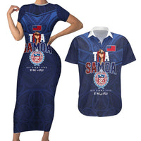 Custom Rugby Toa Samoa Couples Matching Short Sleeve Bodycon Dress and Hawaiian Shirt Champions Six Eight Five - Polynesian Pride