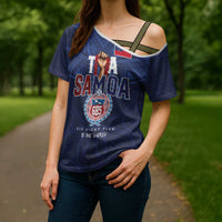 Custom Rugby Toa Samoa Cross Shoulder Shirt Champions Six Eight Five - Polynesian Pride